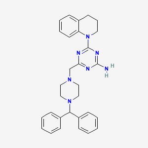 4-[(4-benzhydrylpiperazino)methyl]-6-[3,4-dihydro-1(2H)-quinolinyl]-1,3,5-triazin-2-amine