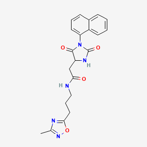 molecular formula C21H21N5O4 B11029908 N-[3-(3-methyl-1,2,4-oxadiazol-5-yl)propyl]-2-[1-(naphthalen-1-yl)-2,5-dioxoimidazolidin-4-yl]acetamide 