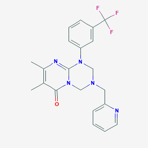 molecular formula C21H20F3N5O B11029910 7,8-dimethyl-3-(pyridin-2-ylmethyl)-1-[3-(trifluoromethyl)phenyl]-1,2,3,4-tetrahydro-6H-pyrimido[1,2-a][1,3,5]triazin-6-one 