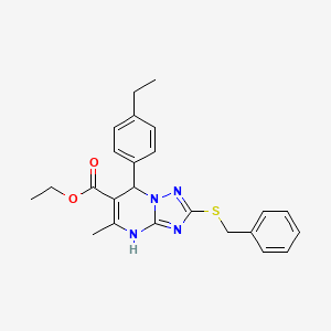 molecular formula C24H26N4O2S B11029925 Ethyl 2-(benzylsulfanyl)-7-(4-ethylphenyl)-5-methyl-4,7-dihydro[1,2,4]triazolo[1,5-a]pyrimidine-6-carboxylate 