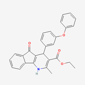 molecular formula C28H23NO4 B11029927 ethyl 2-methyl-5-oxo-4-(3-phenoxyphenyl)-4,5-dihydro-1H-indeno[1,2-b]pyridine-3-carboxylate 