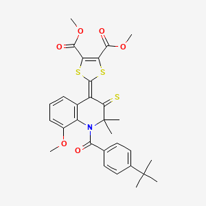 dimethyl 2-{1-[(4-tert-butylphenyl)carbonyl]-8-methoxy-2,2-dimethyl-3-thioxo-2,3-dihydroquinolin-4(1H)-ylidene}-1,3-dithiole-4,5-dicarboxylate