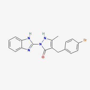 molecular formula C18H15BrN4O B11029940 1-(1H-benzimidazol-2-yl)-4-(4-bromobenzyl)-3-methyl-1H-pyrazol-5-ol 