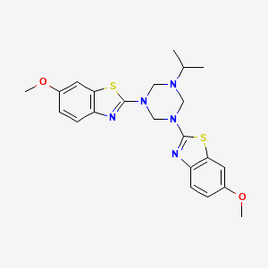 molecular formula C22H25N5O2S2 B11029945 2,2'-[5-(Propan-2-yl)-1,3,5-triazinane-1,3-diyl]bis(6-methoxy-1,3-benzothiazole) 