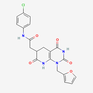 molecular formula C20H17ClN4O5 B11030032 N-(4-chlorophenyl)-2-[1-(furan-2-ylmethyl)-2,4,7-trioxo-1,2,3,4,5,6,7,8-octahydropyrido[2,3-d]pyrimidin-6-yl]acetamide 