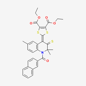 diethyl 2-[2,2,6-trimethyl-1-(naphthalen-2-ylcarbonyl)-3-thioxo-2,3-dihydroquinolin-4(1H)-ylidene]-1,3-dithiole-4,5-dicarboxylate