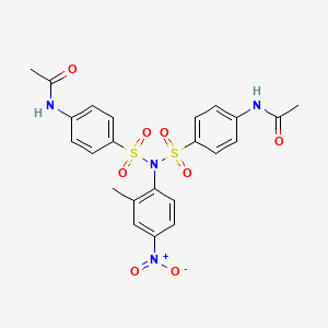 molecular formula C23H22N4O8S2 B11030046 N-{4-[{[4-(acetylamino)phenyl]sulfonyl}(2-methyl-4-nitrophenyl)sulfamoyl]phenyl}acetamide 