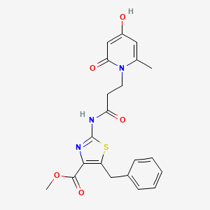 molecular formula C21H21N3O5S B11030047 methyl 5-benzyl-2-{[3-(4-hydroxy-6-methyl-2-oxopyridin-1(2H)-yl)propanoyl]amino}-1,3-thiazole-4-carboxylate 