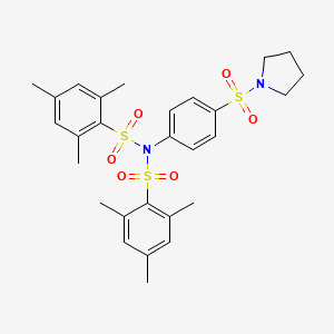 molecular formula C28H34N2O6S3 B11030049 2,4,6-trimethyl-N-[4-(pyrrolidin-1-ylsulfonyl)phenyl]-N-[(2,4,6-trimethylphenyl)sulfonyl]benzenesulfonamide 