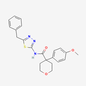 molecular formula C22H23N3O3S B11030079 N-(5-benzyl-1,3,4-thiadiazol-2-yl)-4-(4-methoxyphenyl)tetrahydro-2H-pyran-4-carboxamide 