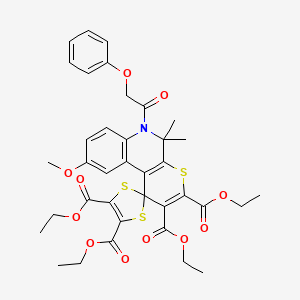 Tetraethyl 9'-methoxy-5',5'-dimethyl-6'-(phenoxyacetyl)-5',6'-dihydrospiro[1,3-dithiole-2,1'-thiopyrano[2,3-c]quinoline]-2',3',4,5-tetracarboxylate