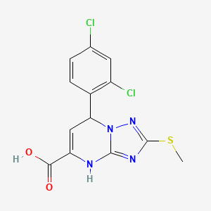 molecular formula C13H10Cl2N4O2S B11030156 7-(2,4-Dichlorophenyl)-2-(methylsulfanyl)-4,7-dihydro[1,2,4]triazolo[1,5-a]pyrimidine-5-carboxylic acid 