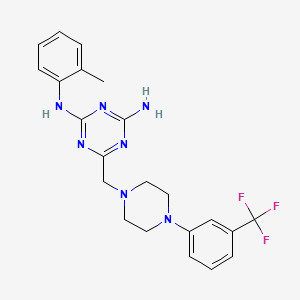 molecular formula C22H24F3N7 B11030168 N-(2-methylphenyl)-6-({4-[3-(trifluoromethyl)phenyl]piperazin-1-yl}methyl)-1,3,5-triazine-2,4-diamine 