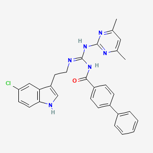 N-{(E)-{[2-(5-chloro-1H-indol-3-yl)ethyl]amino}[(4,6-dimethylpyrimidin-2-yl)amino]methylidene}biphenyl-4-carboxamide