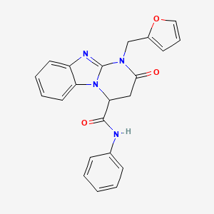 molecular formula C22H18N4O3 B11030194 1-(furan-2-ylmethyl)-2-oxo-N-phenyl-1,2,3,4-tetrahydropyrimido[1,2-a]benzimidazole-4-carboxamide 