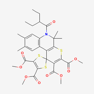 molecular formula C32H37NO9S3 B11030217 Tetramethyl 6'-(2-ethylbutanoyl)-5',5',8',9'-tetramethyl-5',6'-dihydrospiro[1,3-dithiole-2,1'-thiopyrano[2,3-c]quinoline]-2',3',4,5-tetracarboxylate 