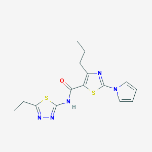 N-[(2Z)-5-ethyl-1,3,4-thiadiazol-2(3H)-ylidene]-4-propyl-2-(1H-pyrrol-1-yl)-1,3-thiazole-5-carboxamide