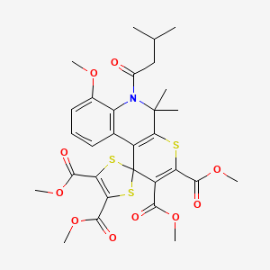 Tetramethyl 7'-methoxy-5',5'-dimethyl-6'-(3-methylbutanoyl)-5',6'-dihydrospiro[1,3-dithiole-2,1'-thiopyrano[2,3-c]quinoline]-2',3',4,5-tetracarboxylate