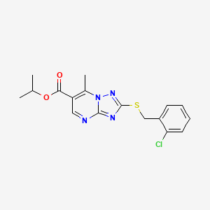 molecular formula C17H17ClN4O2S B11030253 Propan-2-yl 2-[(2-chlorobenzyl)sulfanyl]-7-methyl[1,2,4]triazolo[1,5-a]pyrimidine-6-carboxylate 