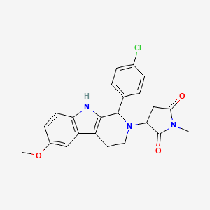 molecular formula C23H22ClN3O3 B11030266 3-[1-(4-chlorophenyl)-6-methoxy-1,3,4,9-tetrahydro-2H-beta-carbolin-2-yl]-1-methylpyrrolidine-2,5-dione 