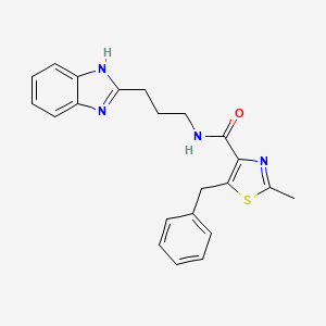 molecular formula C22H22N4OS B11030297 N-[3-(1H-benzimidazol-2-yl)propyl]-5-benzyl-2-methyl-1,3-thiazole-4-carboxamide 