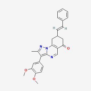 3-(3,4-dimethoxyphenyl)-2-methyl-8-[(E)-2-phenylvinyl]-8,9-dihydropyrazolo[1,5-a]quinazolin-6(7H)-one