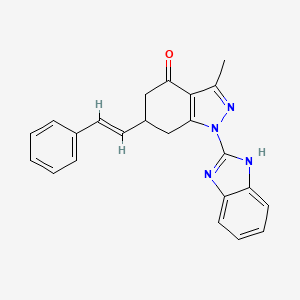 1-(1H-benzimidazol-2-yl)-3-methyl-6-[(E)-2-phenylethenyl]-1,5,6,7-tetrahydro-4H-indazol-4-one