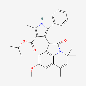 molecular formula C30H32N2O4 B11030331 propan-2-yl 4-(8-methoxy-4,4,6-trimethyl-2-oxo-1,2-dihydro-4H-pyrrolo[3,2,1-ij]quinolin-1-yl)-2-methyl-5-phenyl-1H-pyrrole-3-carboxylate 