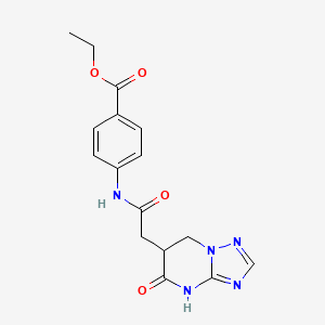 molecular formula C16H17N5O4 B11030352 Ethyl 4-{[(5-hydroxy-6,7-dihydro[1,2,4]triazolo[1,5-a]pyrimidin-6-yl)acetyl]amino}benzoate 