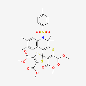 molecular formula C33H33NO10S4 B11030362 Tetramethyl 5',5',8',9'-tetramethyl-6'-[(4-methylphenyl)sulfonyl]-5',6'-dihydrospiro[1,3-dithiole-2,1'-thiopyrano[2,3-c]quinoline]-2',3',4,5-tetracarboxylate 