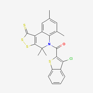 molecular formula C23H18ClNOS4 B11030376 (3-chloro-1-benzothiophen-2-yl)(4,4,6,8-tetramethyl-1-thioxo-1,4-dihydro-5H-[1,2]dithiolo[3,4-c]quinolin-5-yl)methanone 