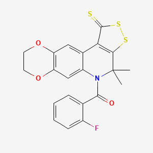 (4,4-dimethyl-1-thioxo-1,4,8,9-tetrahydro-5H-[1,4]dioxino[2,3-g][1,2]dithiolo[3,4-c]quinolin-5-yl)(2-fluorophenyl)methanone