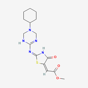 methyl (2E)-{2-[(5-cyclohexyl-1,4,5,6-tetrahydro-1,3,5-triazin-2-yl)amino]-4-oxo-1,3-thiazol-5(4H)-ylidene}ethanoate