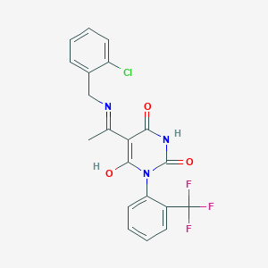 (5E)-5-{1-[(2-chlorobenzyl)amino]ethylidene}-1-[2-(trifluoromethyl)phenyl]pyrimidine-2,4,6(1H,3H,5H)-trione