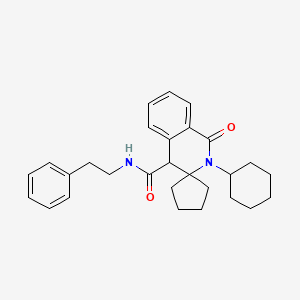 molecular formula C28H34N2O2 B11030428 2'-cyclohexyl-1'-oxo-N-(2-phenylethyl)-1',4'-dihydro-2'H-spiro[cyclopentane-1,3'-isoquinoline]-4'-carboxamide 