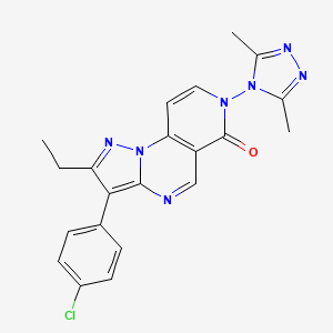 3-(4-chlorophenyl)-7-(3,5-dimethyl-4H-1,2,4-triazol-4-yl)-2-ethylpyrazolo[1,5-a]pyrido[3,4-e]pyrimidin-6(7H)-one