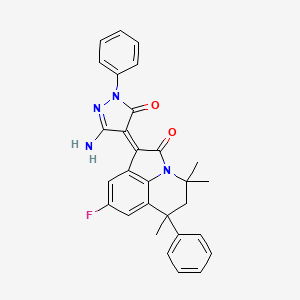 molecular formula C29H25FN4O2 B11030504 (1Z)-1-(3-amino-5-oxo-1-phenyl-1,5-dihydro-4H-pyrazol-4-ylidene)-8-fluoro-4,4,6-trimethyl-6-phenyl-5,6-dihydro-4H-pyrrolo[3,2,1-ij]quinolin-2(1H)-one 