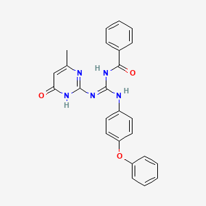 molecular formula C25H21N5O3 B11030583 N-{(E)-[(4-methyl-6-oxo-1,6-dihydropyrimidin-2-yl)amino][(4-phenoxyphenyl)amino]methylidene}benzamide 