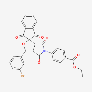 molecular formula C29H20BrNO7 B11030598 ethyl 4-[3-(3-bromophenyl)-1',3',4,6-tetraoxo-1',3',3a,4,6,6a-hexahydrospiro[furo[3,4-c]pyrrole-1,2'-inden]-5(3H)-yl]benzoate 