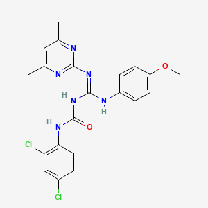 1-(2,4-dichlorophenyl)-3-{(E)-[(4,6-dimethylpyrimidin-2-yl)amino][(4-methoxyphenyl)amino]methylidene}urea