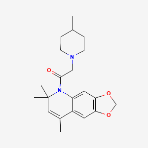 molecular formula C21H28N2O3 B11030604 2-(4-methylpiperidin-1-yl)-1-(6,6,8-trimethyl[1,3]dioxolo[4,5-g]quinolin-5(6H)-yl)ethanone 