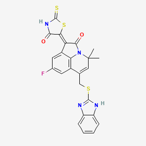 (1Z)-6-[(1H-benzimidazol-2-ylsulfanyl)methyl]-8-fluoro-4,4-dimethyl-1-(4-oxo-2-thioxo-1,3-thiazolidin-5-ylidene)-4H-pyrrolo[3,2,1-ij]quinolin-2(1H)-one