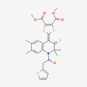 dimethyl 2-[2,2,6,7-tetramethyl-1-(thiophen-2-ylacetyl)-3-thioxo-2,3-dihydroquinolin-4(1H)-ylidene]-1,3-dithiole-4,5-dicarboxylate