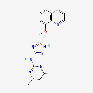 molecular formula C18H17N7O B11030621 4,6-dimethyl-N-{5-[(quinolin-8-yloxy)methyl]-1H-1,2,4-triazol-3-yl}pyrimidin-2-amine 