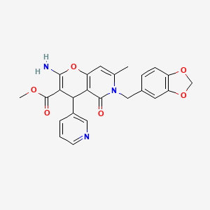 methyl 2-amino-6-(1,3-benzodioxol-5-ylmethyl)-7-methyl-5-oxo-4-(pyridin-3-yl)-5,6-dihydro-4H-pyrano[3,2-c]pyridine-3-carboxylate