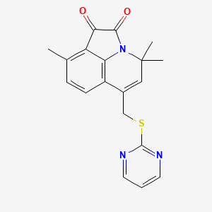 molecular formula C19H17N3O2S B11030650 4,4,9-Trimethyl-6-[(2-pyrimidinylsulfanyl)methyl]-4H-pyrrolo[3,2,1-IJ]quinoline-1,2-dione 