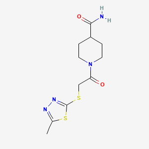 molecular formula C11H16N4O2S2 B11030683 1-{[(5-Methyl-1,3,4-thiadiazol-2-yl)sulfanyl]acetyl}piperidine-4-carboxamide 