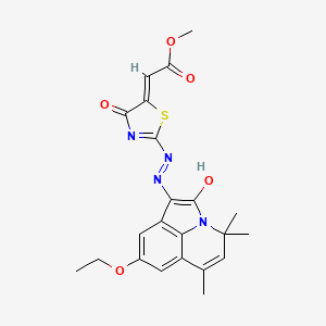 molecular formula C22H22N4O5S B11030704 methyl (2Z)-{2-[(2E)-2-(8-ethoxy-4,4,6-trimethyl-2-oxo-4H-pyrrolo[3,2,1-ij]quinolin-1(2H)-ylidene)hydrazinyl]-4-oxo-1,3-thiazol-5(4H)-ylidene}ethanoate 