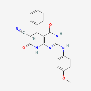 molecular formula C21H17N5O3 B11030705 2-[(4-Methoxyphenyl)amino]-4,7-dioxo-5-phenyl-3,4,5,6,7,8-hexahydropyrido[2,3-d]pyrimidine-6-carbonitrile 