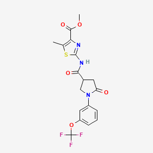 molecular formula C18H16F3N3O5S B11030714 Methyl 5-methyl-2-[({5-oxo-1-[3-(trifluoromethoxy)phenyl]pyrrolidin-3-yl}carbonyl)amino]-1,3-thiazole-4-carboxylate 